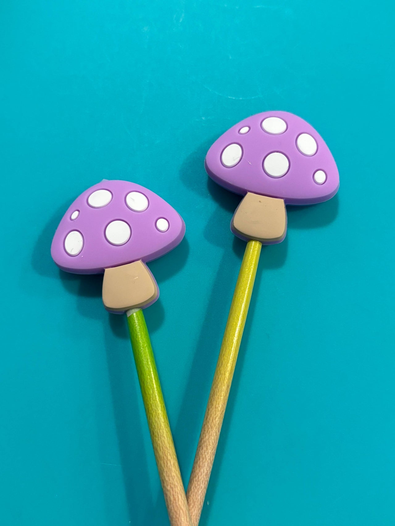Knitting Needle Point Protectors Purple Spotted Mushroom