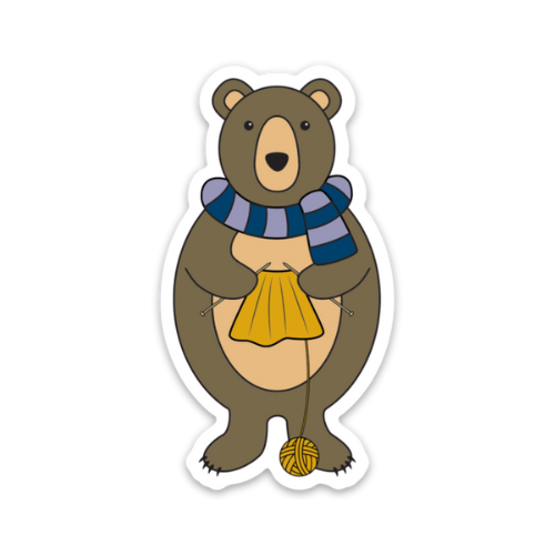 Bear Knitting Sticker