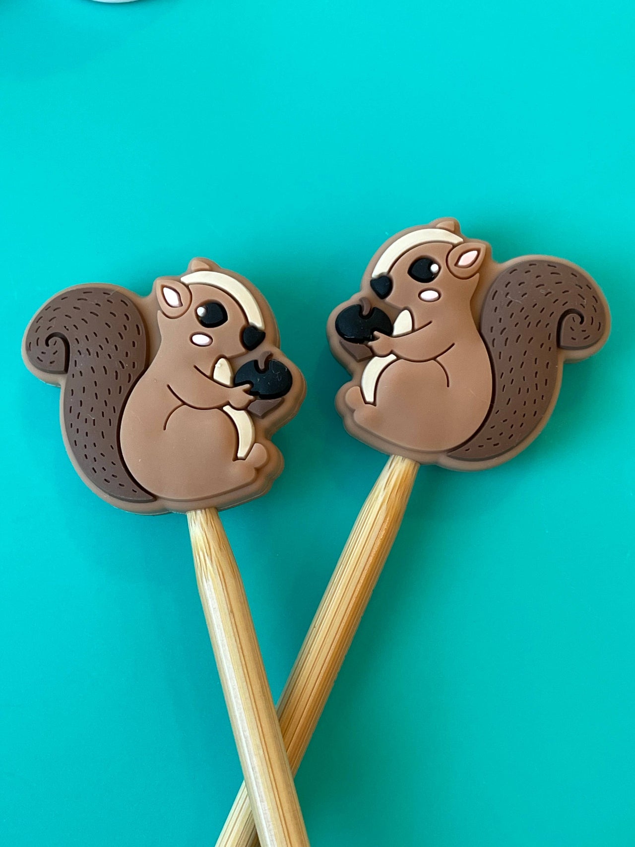 Knitting Needle Point Protectors-Squirrel