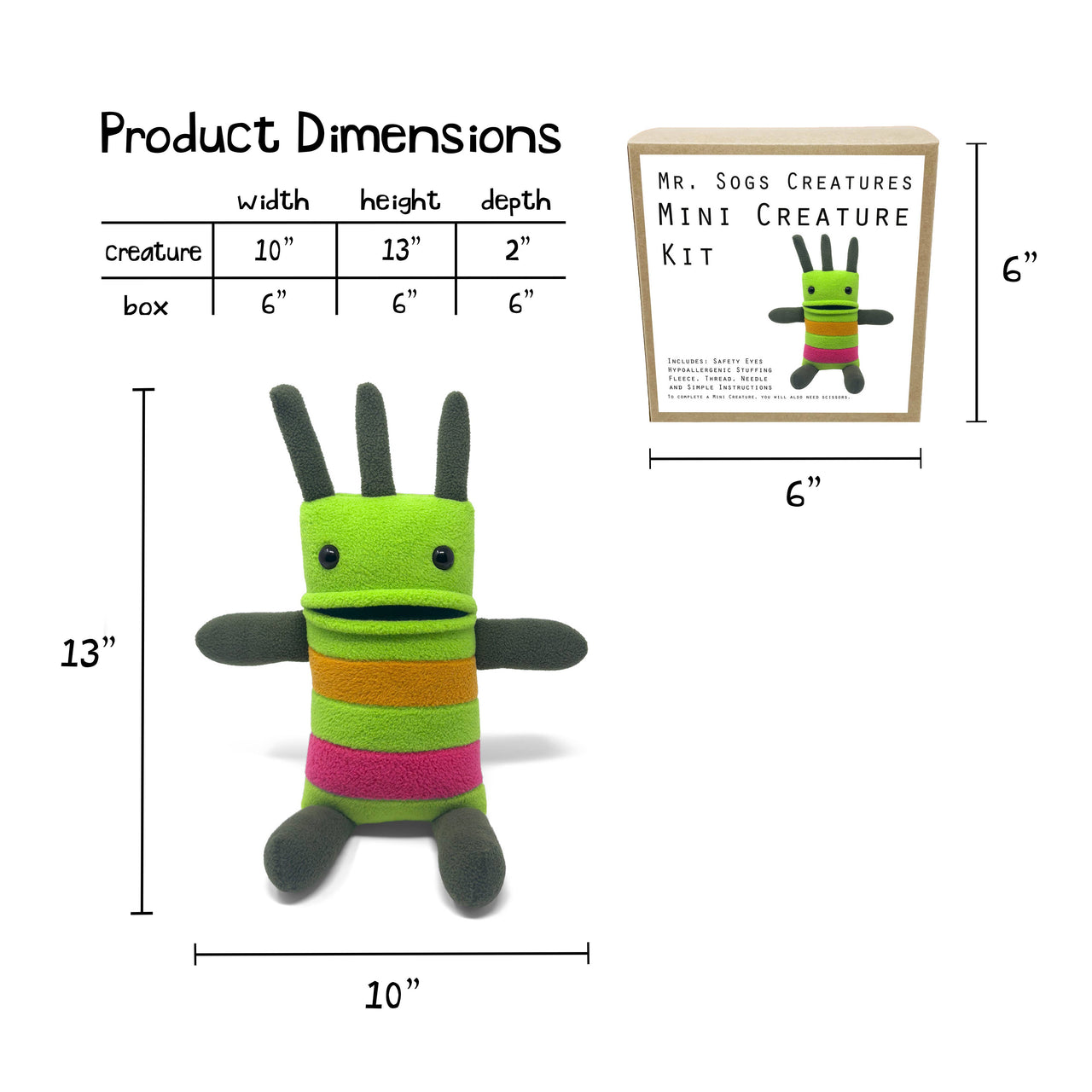 Mini Creature DIY Plush Sewing Kit - Green
