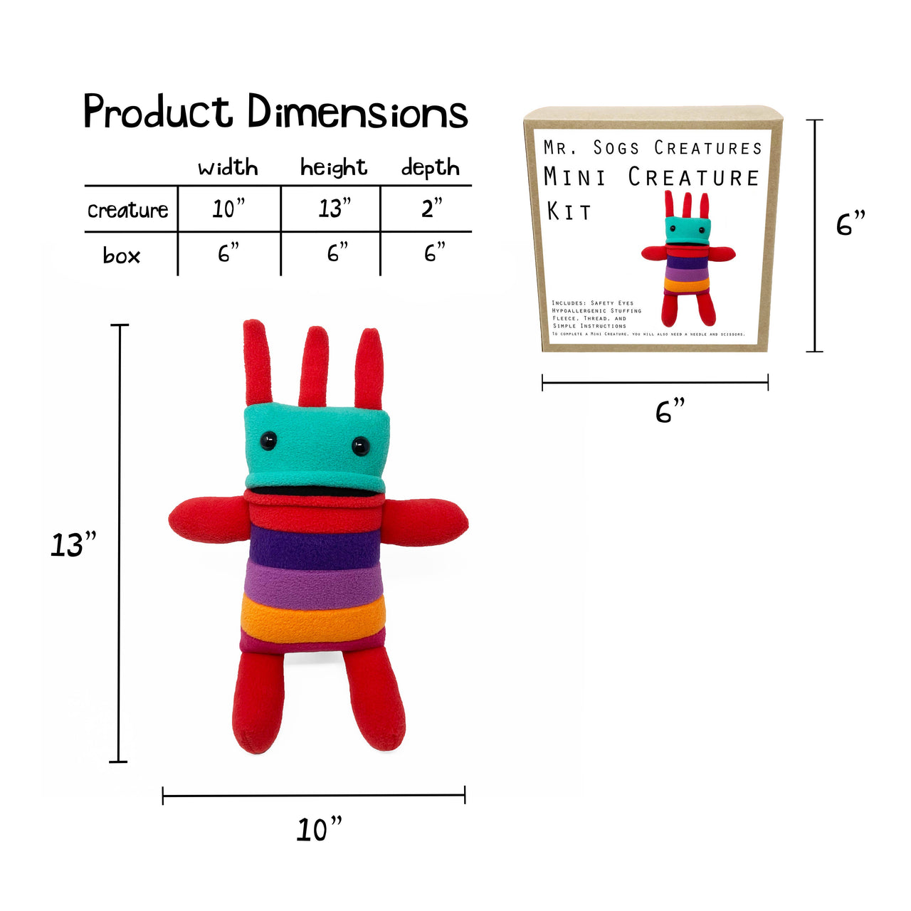 Mini Creature DIY Plush Sewing Kit - Turquoise