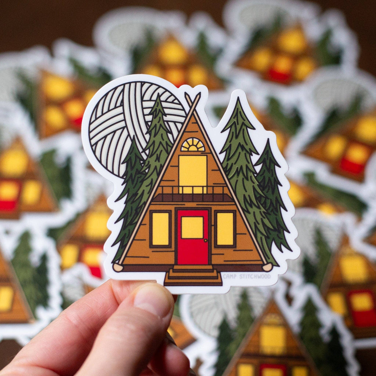A-Frame Cabin Knitting Sticker