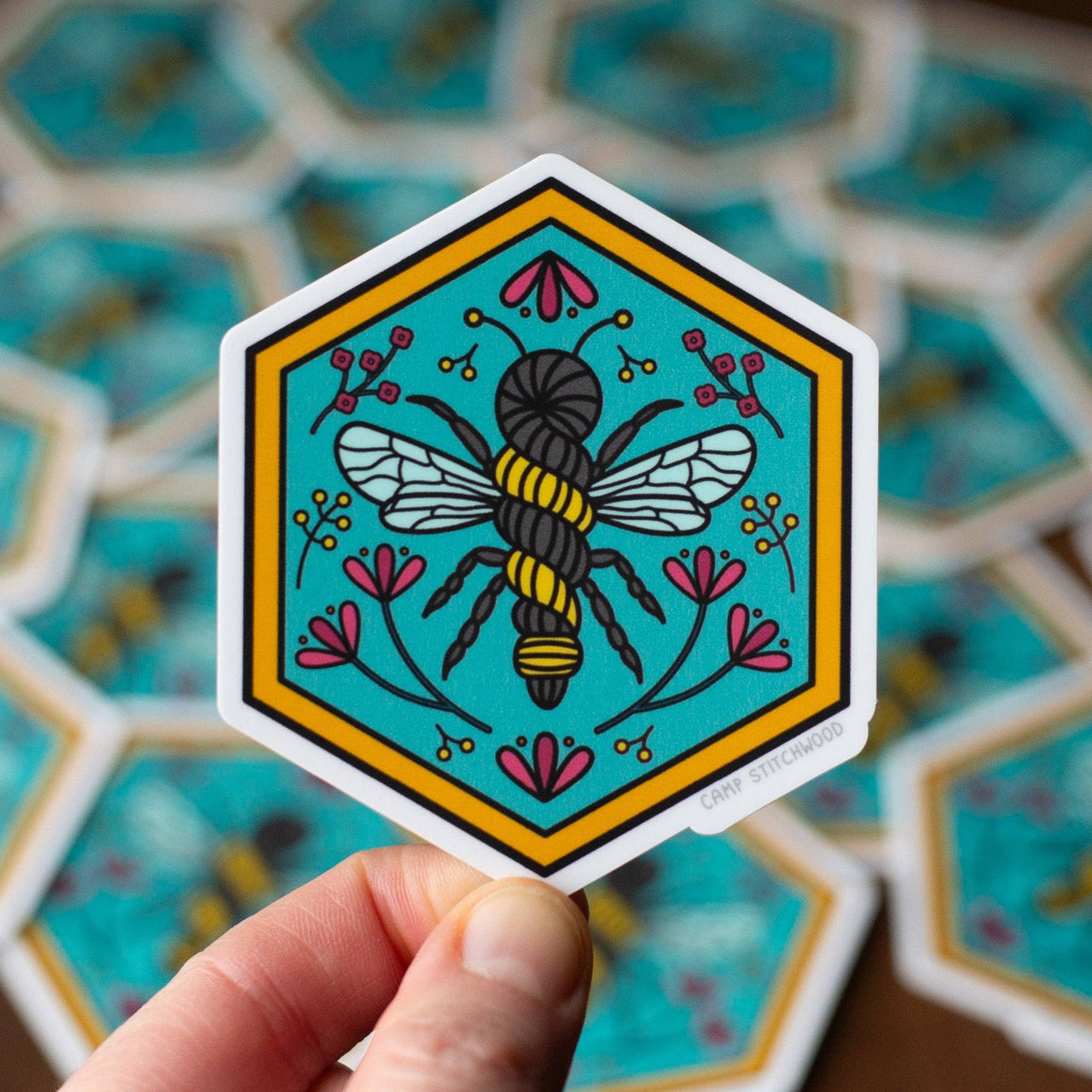 Hexagon Bee Sticker