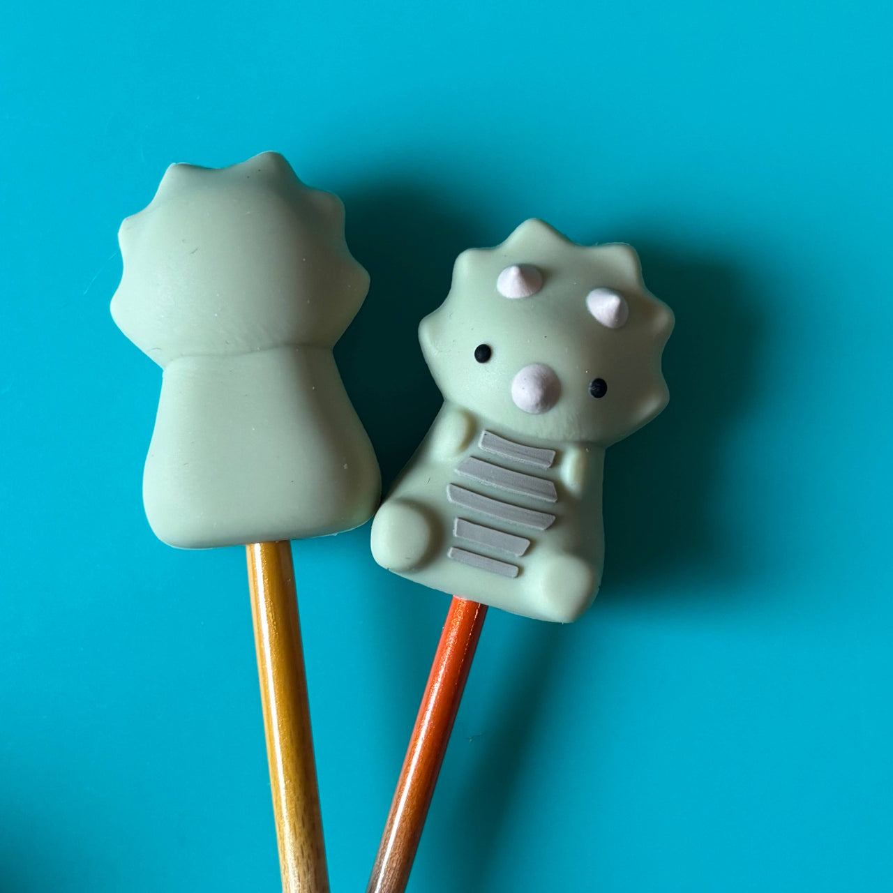 Knitting Needle Point Protectors - 3D Triceratops Dinosaur