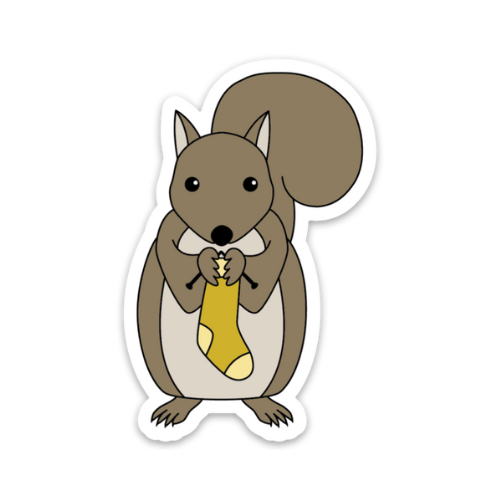 Squirrel Knitting Sticker