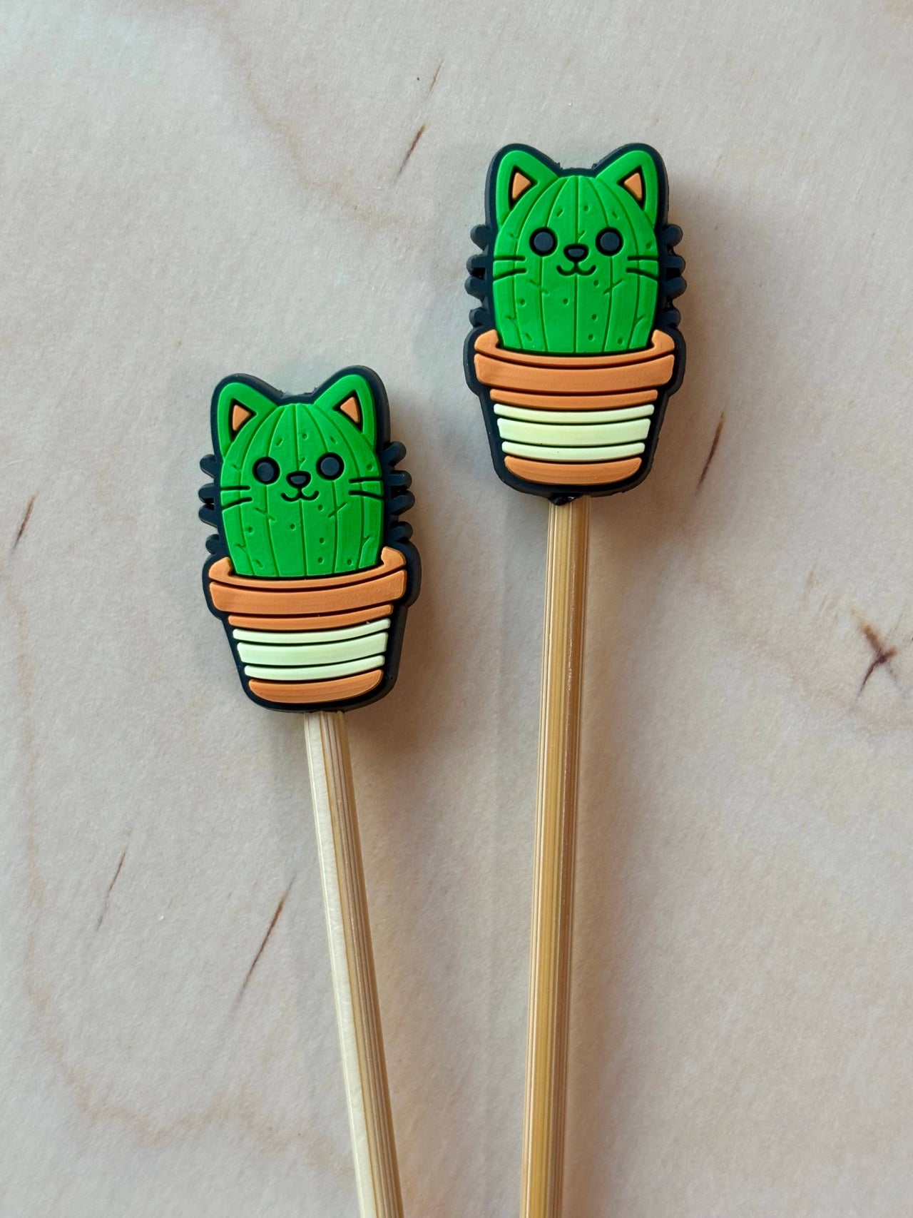 Knitting Needle Point Protectors - Catus Cactus Cat Plants