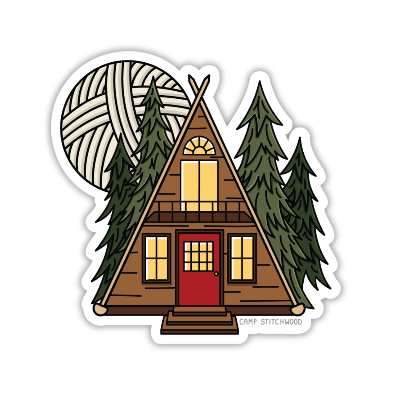 A-Frame Cabin Knitting Sticker