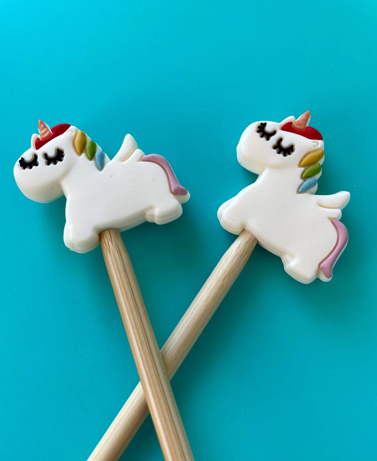 Knitting Needle Point Protectors- Rainbow Unicorn